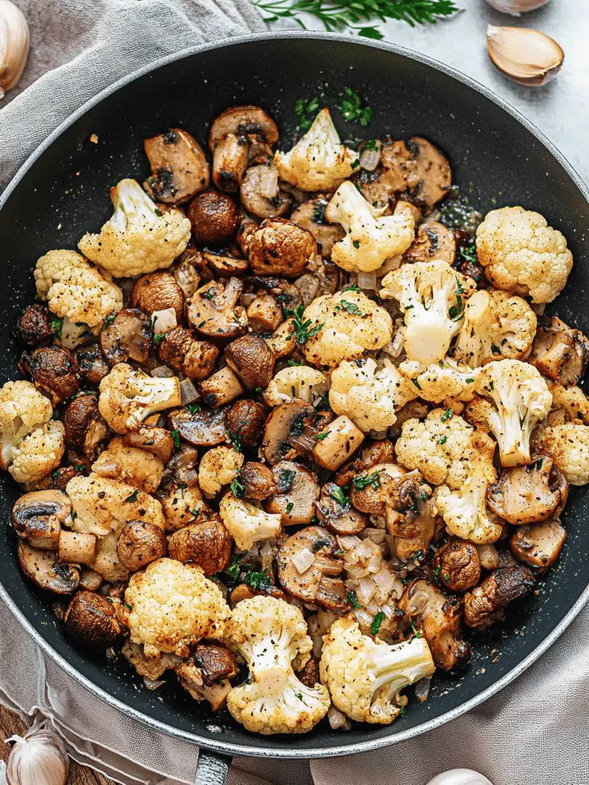 Garlic Cauliflower Mushroom Skillet: Easy Low-Carb Delight 3 Garlic Cauliflower Mushroom Skillet