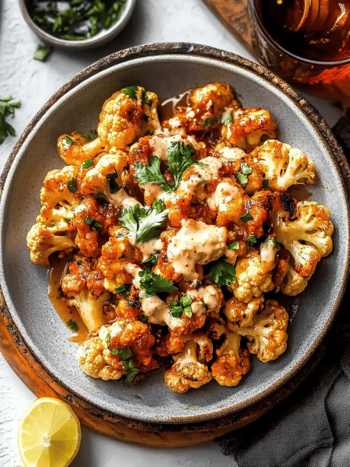 Savory Moroccan Cauliflower with Tahini-Honey in 5 Easy Steps 4 Moroccan Cauliflower with Tahini-Honey