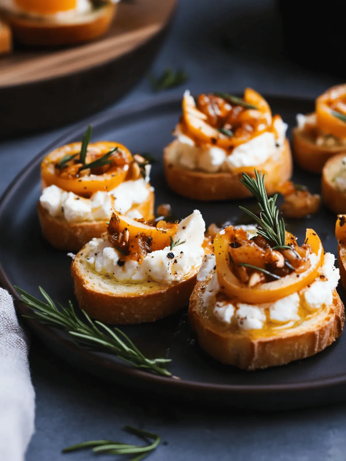 Sweet and Spicy Whipped Feta Crostini