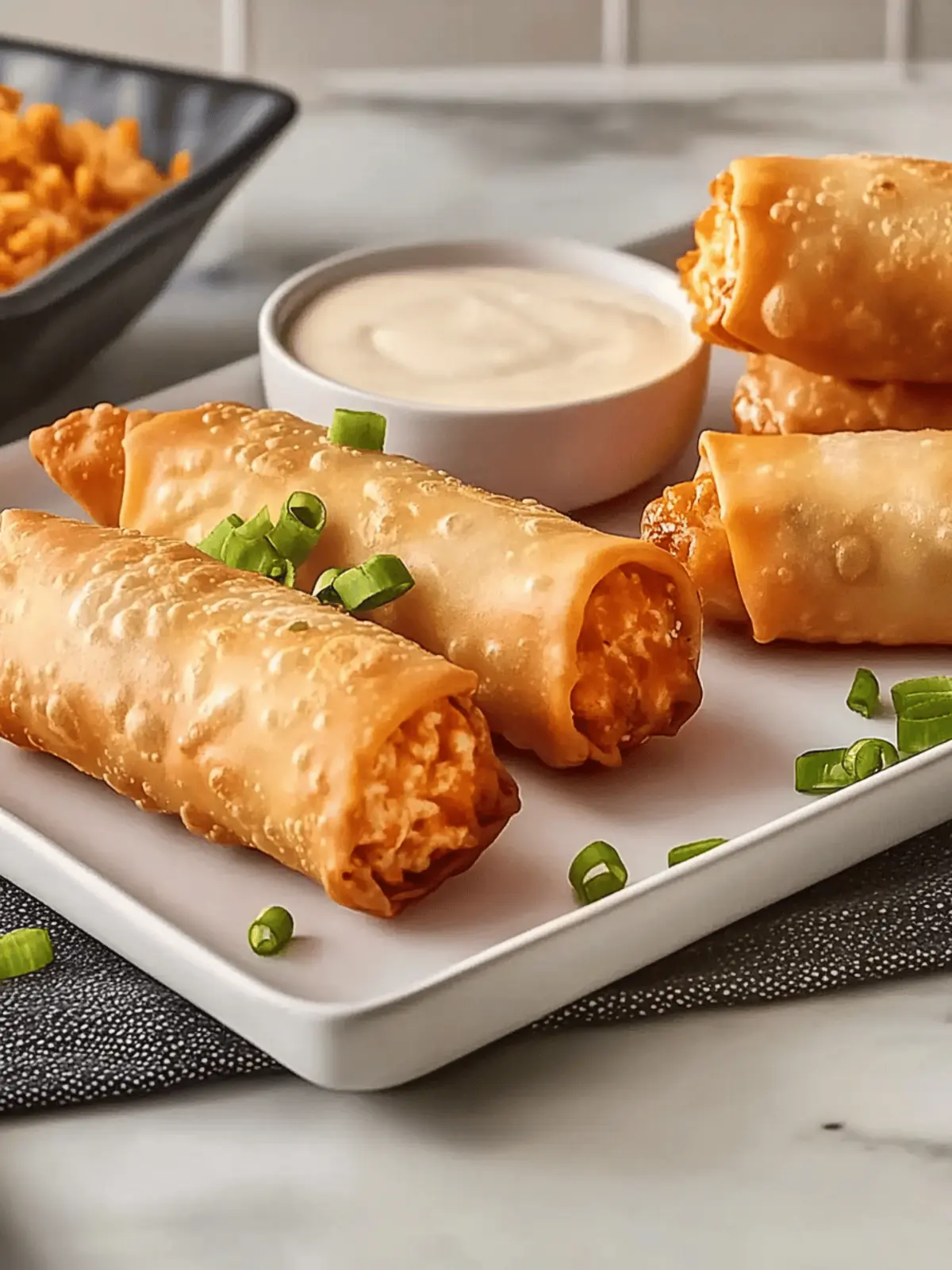 Buffalo Chicken Dip Egg Rolls