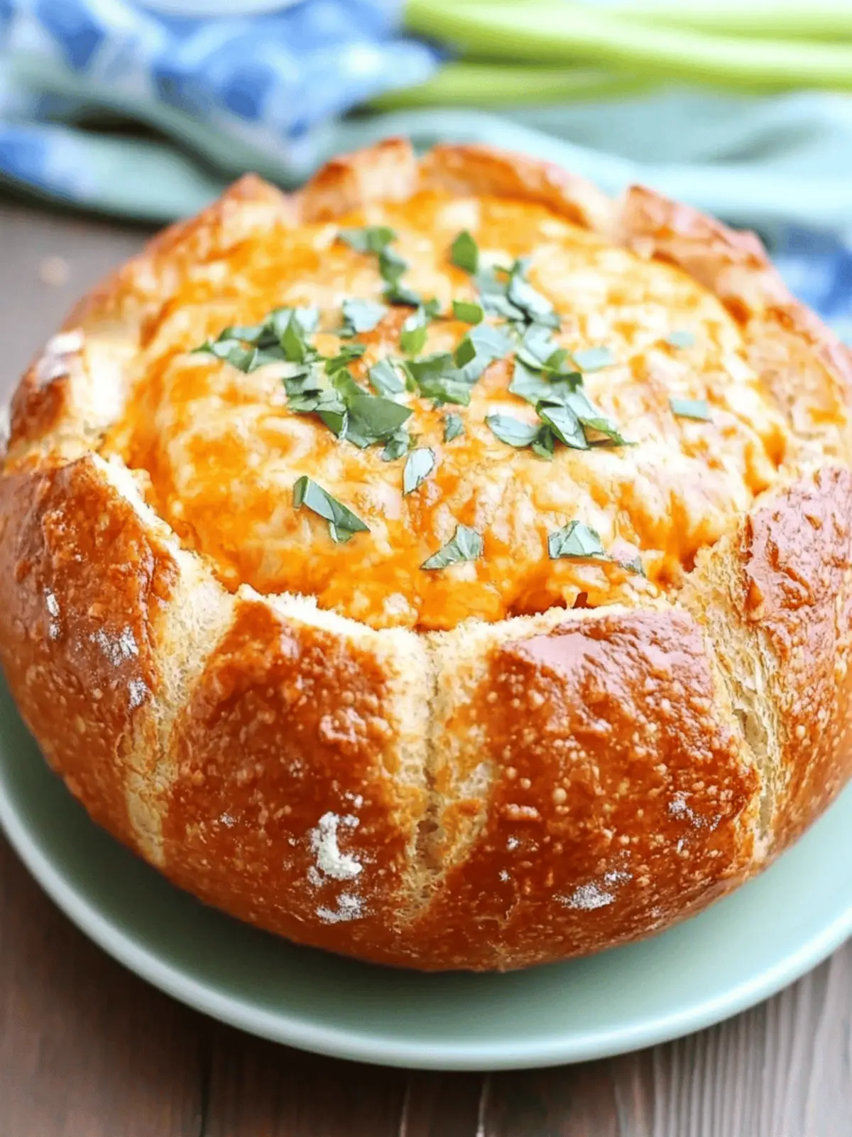 Buffalo Chicken Dip Bread Bowl