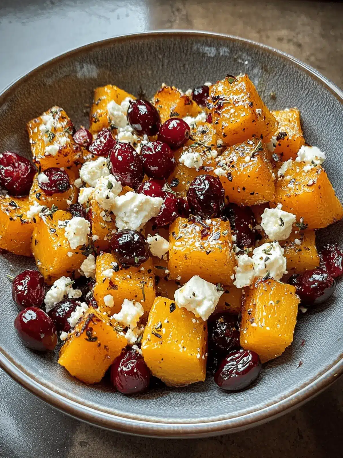 Roasted Butternut Squash with Cranberries and Feta Bliss