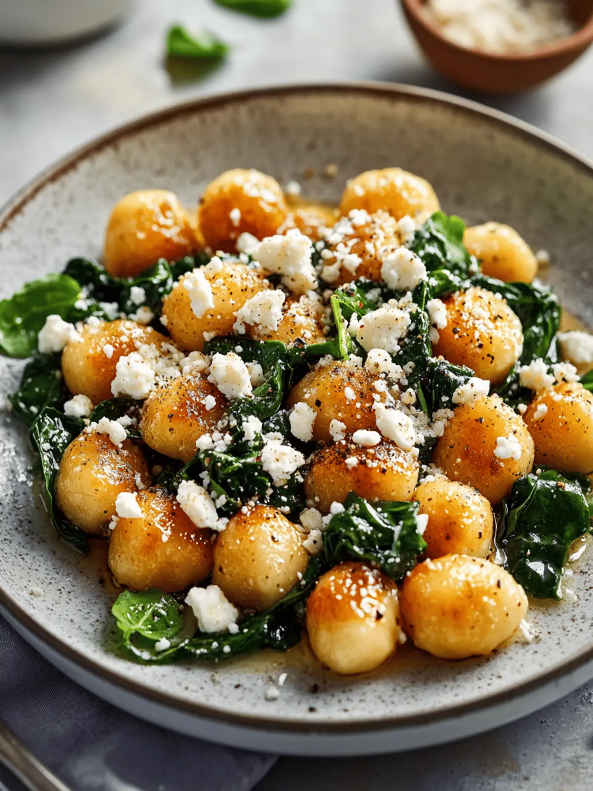 Crispy Gnocchi With Spinach And Feta: