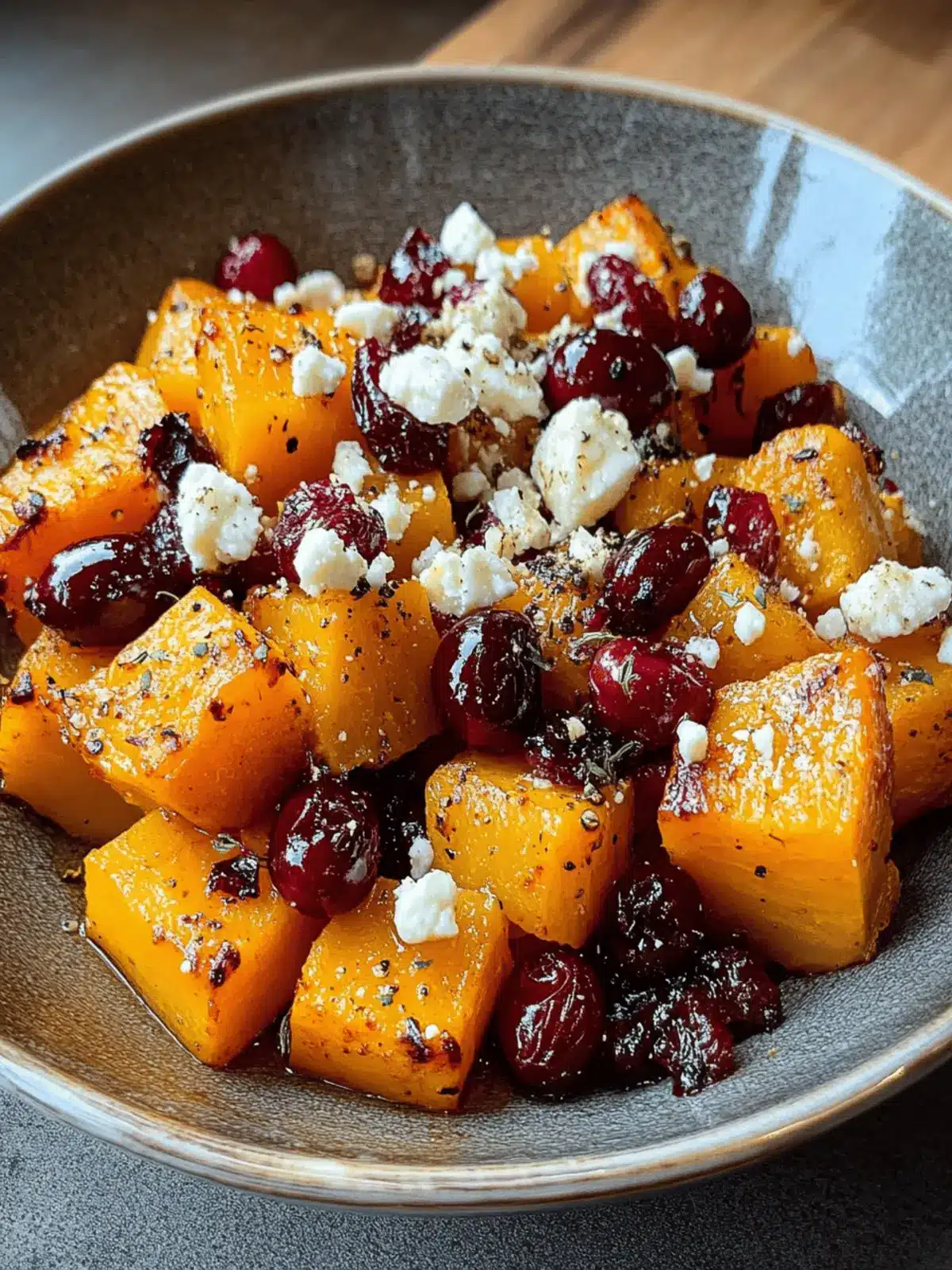 Roasted Butternut Squash with Cranberries and Feta Bliss