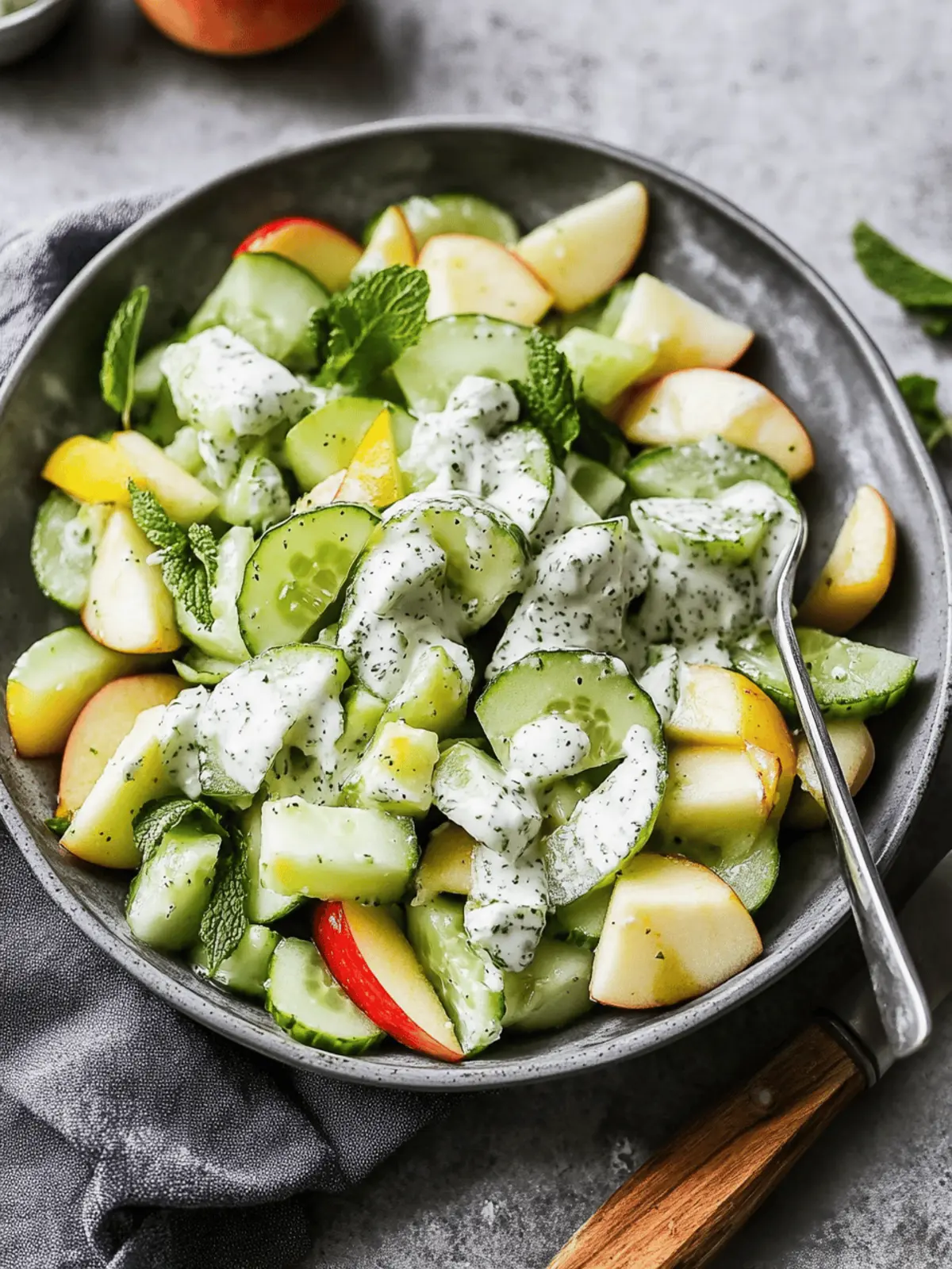 Crisp Apple Cucumber Salad With Mint Yogurt Dressing Delight 4 Apple Cucumber Salad With Mint Yogurt Dressing
