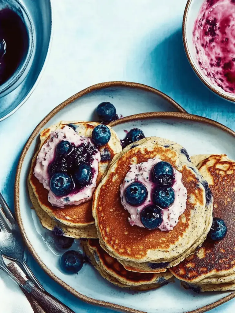 Blue Cornmeal Pancakes With Blueberry Butter