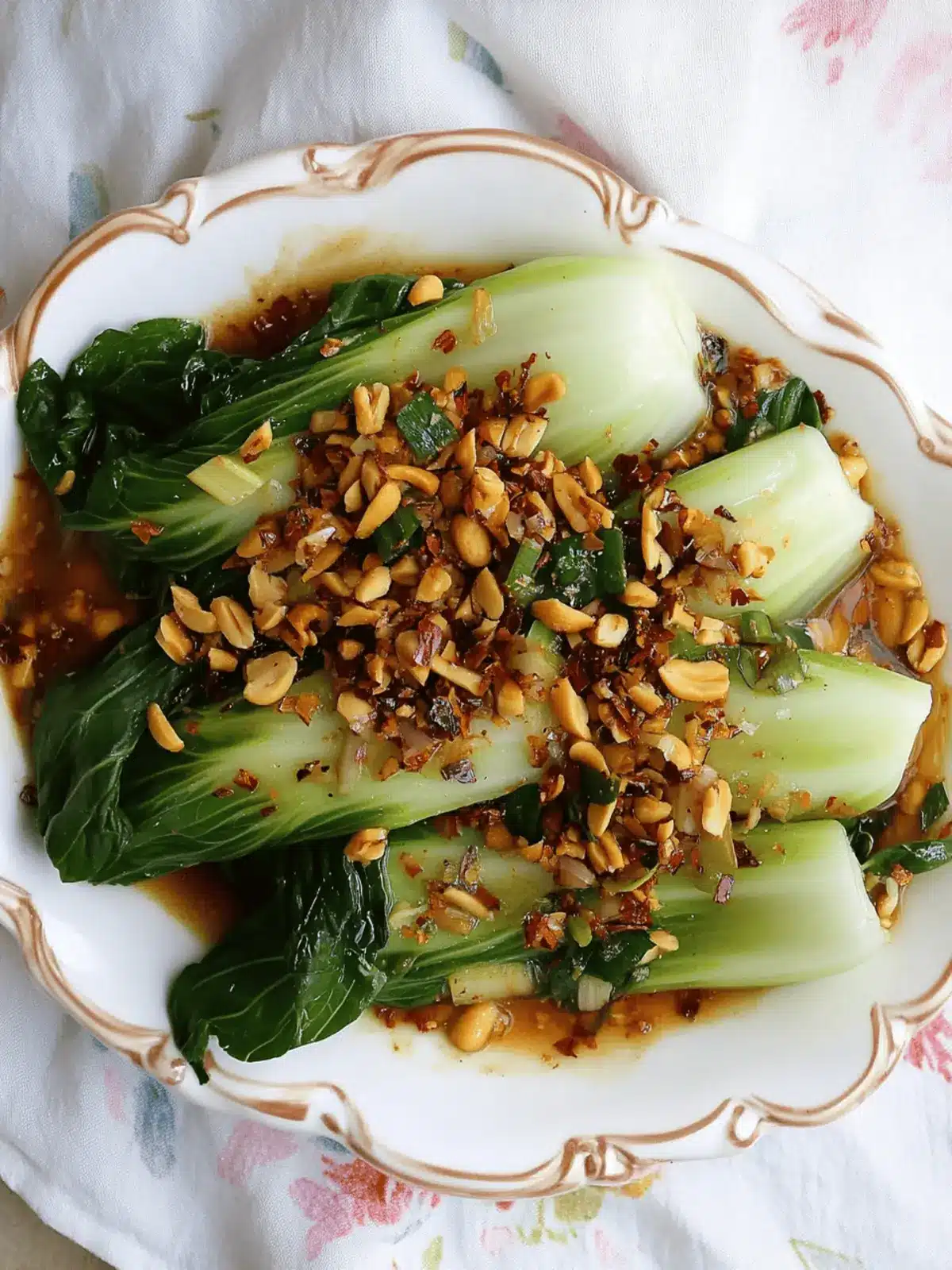 Delicious Steamed Bok Choy with Asian Sauce & Peanuts in 15 Mins 4 Steamed Bok Choy with Asian Sauce and Peanuts