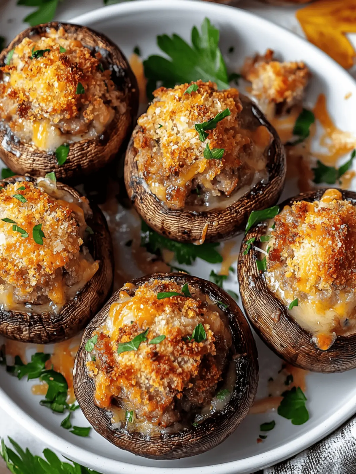 Stuffed Mushrooms with Sausage and Cheese