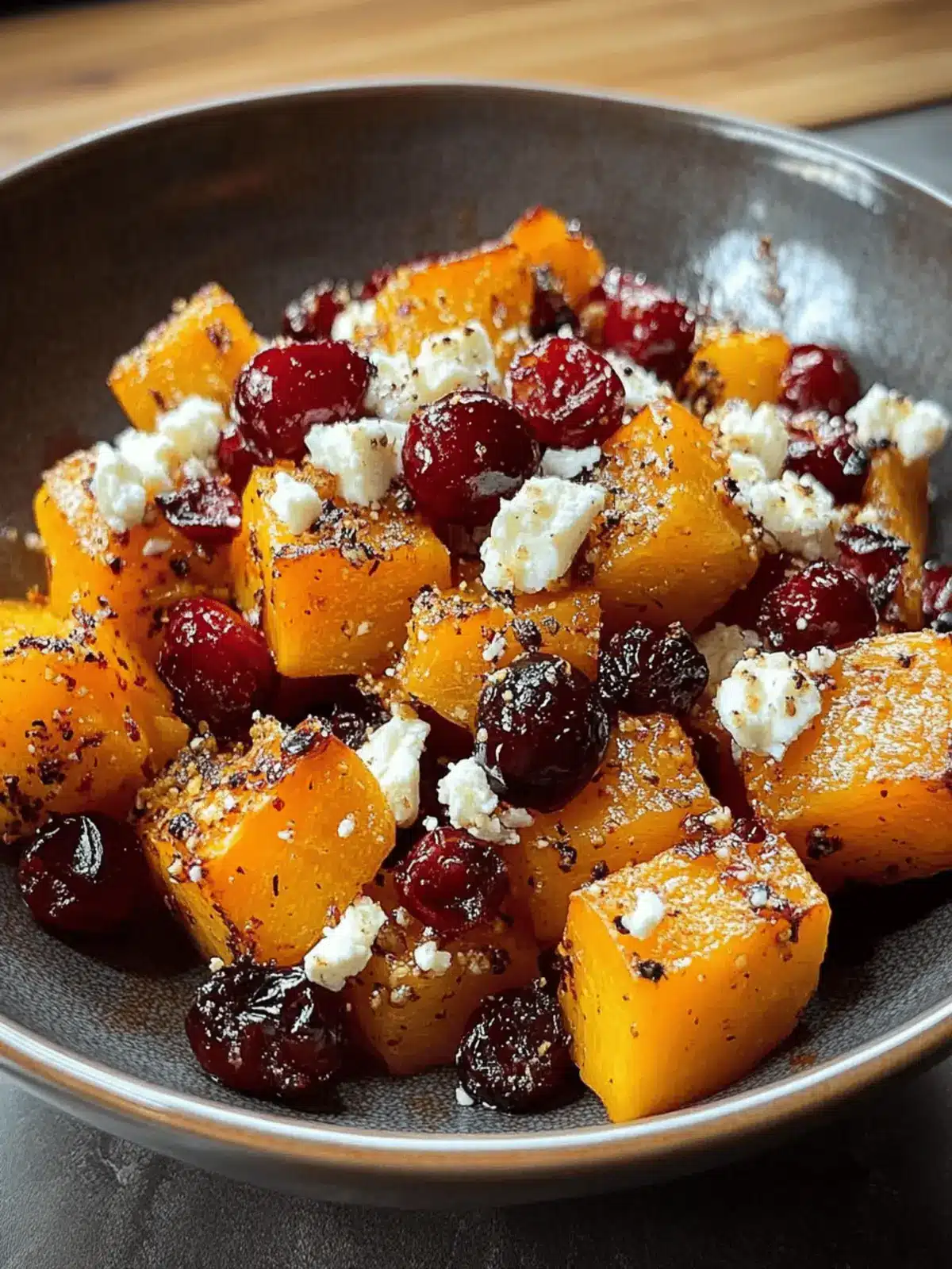 Roasted Butternut Squash with Cranberries and Feta Bliss