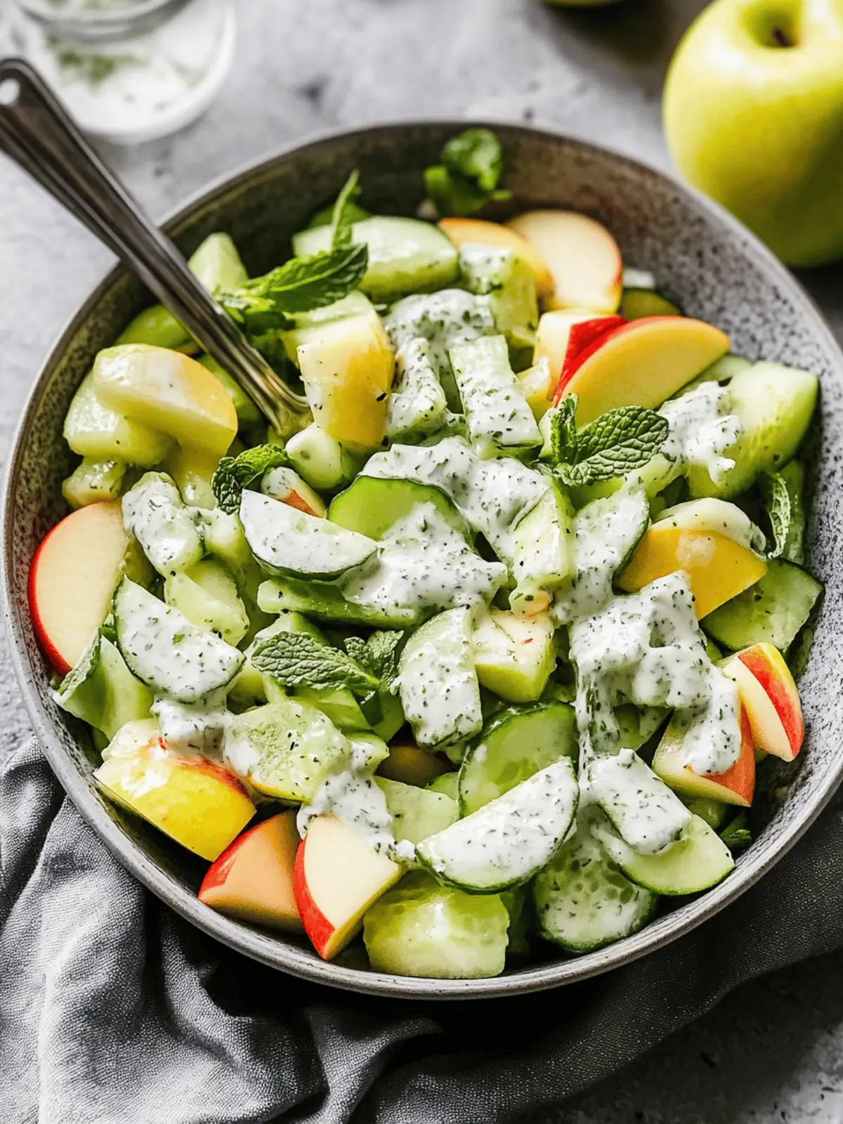 Crisp Apple Cucumber Salad With Mint Yogurt Dressing Delight 2 Apple Cucumber Salad With Mint Yogurt Dressing
