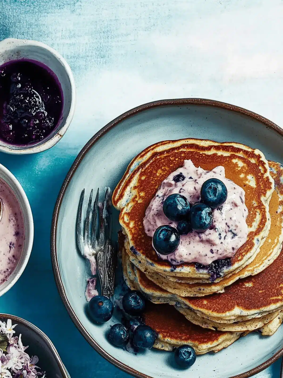 Blue Cornmeal Pancakes With Blueberry Butter Bliss 3 Blue Cornmeal Pancakes With Blueberry Butter