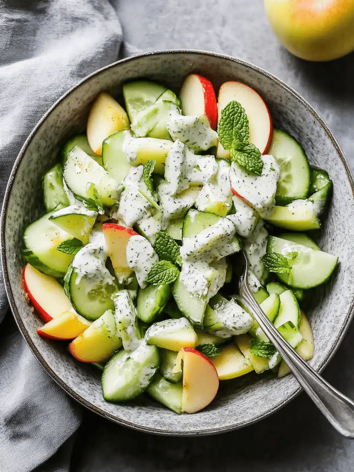 Crisp Apple Cucumber Salad With Mint Yogurt Dressing Delight 3 Apple Cucumber Salad With Mint Yogurt Dressing