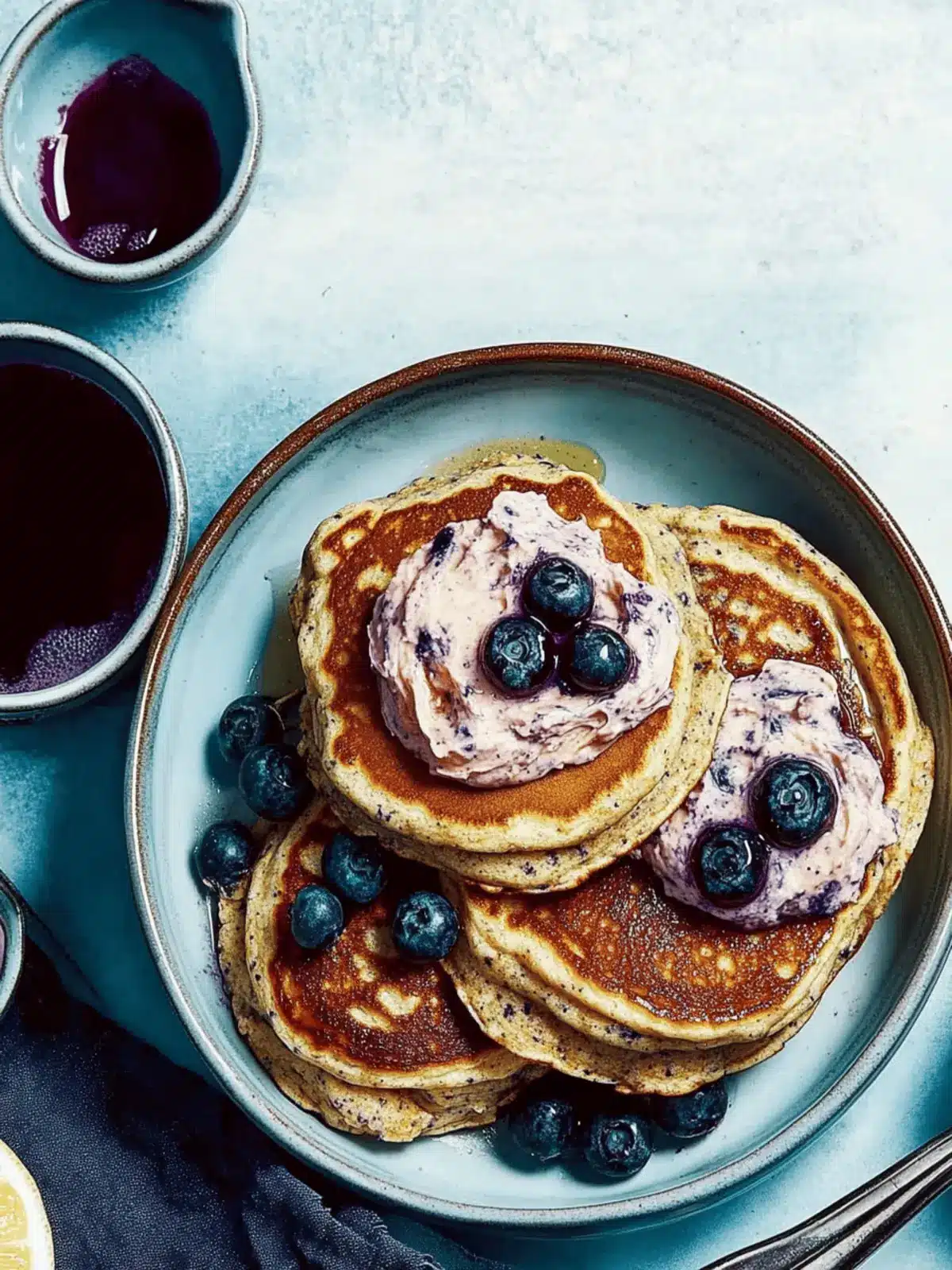 Blue Cornmeal Pancakes With Blueberry Butter Bliss 2 Blue Cornmeal Pancakes With Blueberry Butter