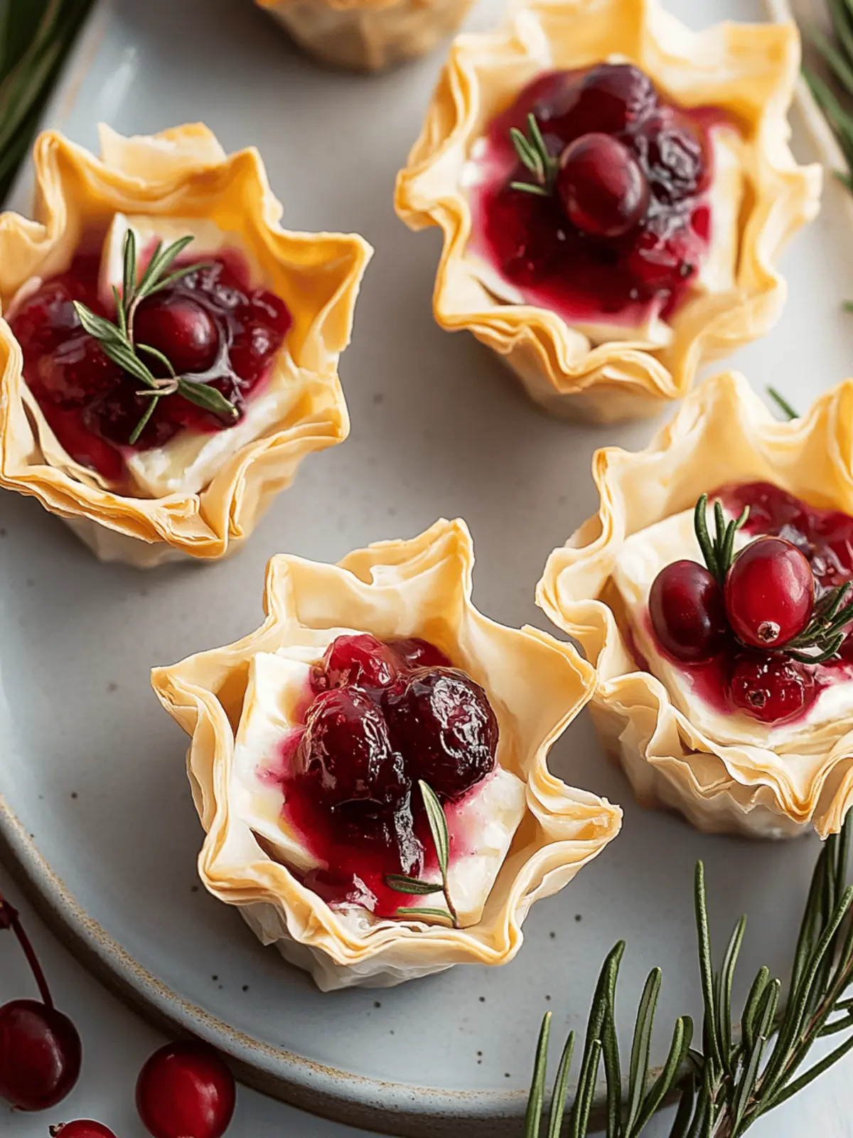 Cranberry and Brie Phyllo Cups