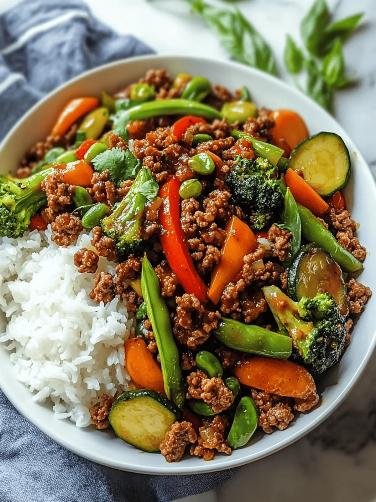 Spicy Ground Beef Stir-Fry Bowl with Garlic Veggies & Rice Delight 5 Spicy Ground Beef Stir-Fry Bowl with Garlic Veggies & Steamy Rice