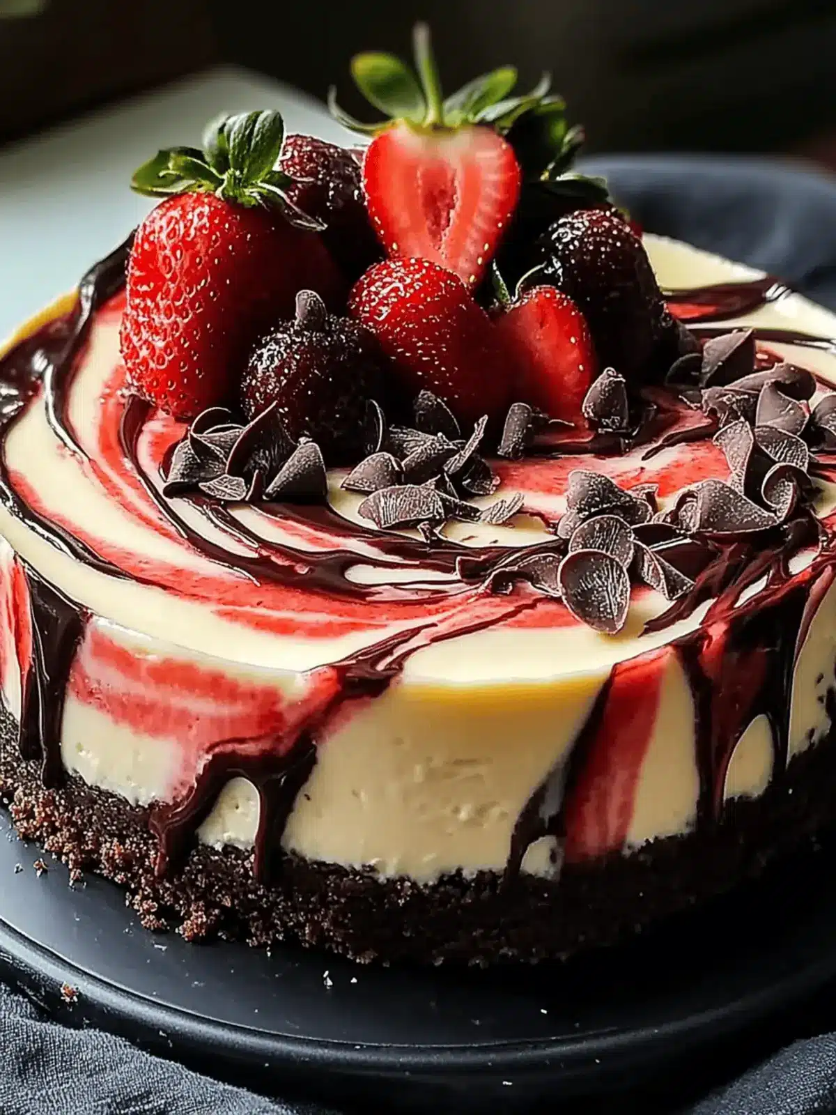 Chocolate Strawberry Swirl Cheesecake