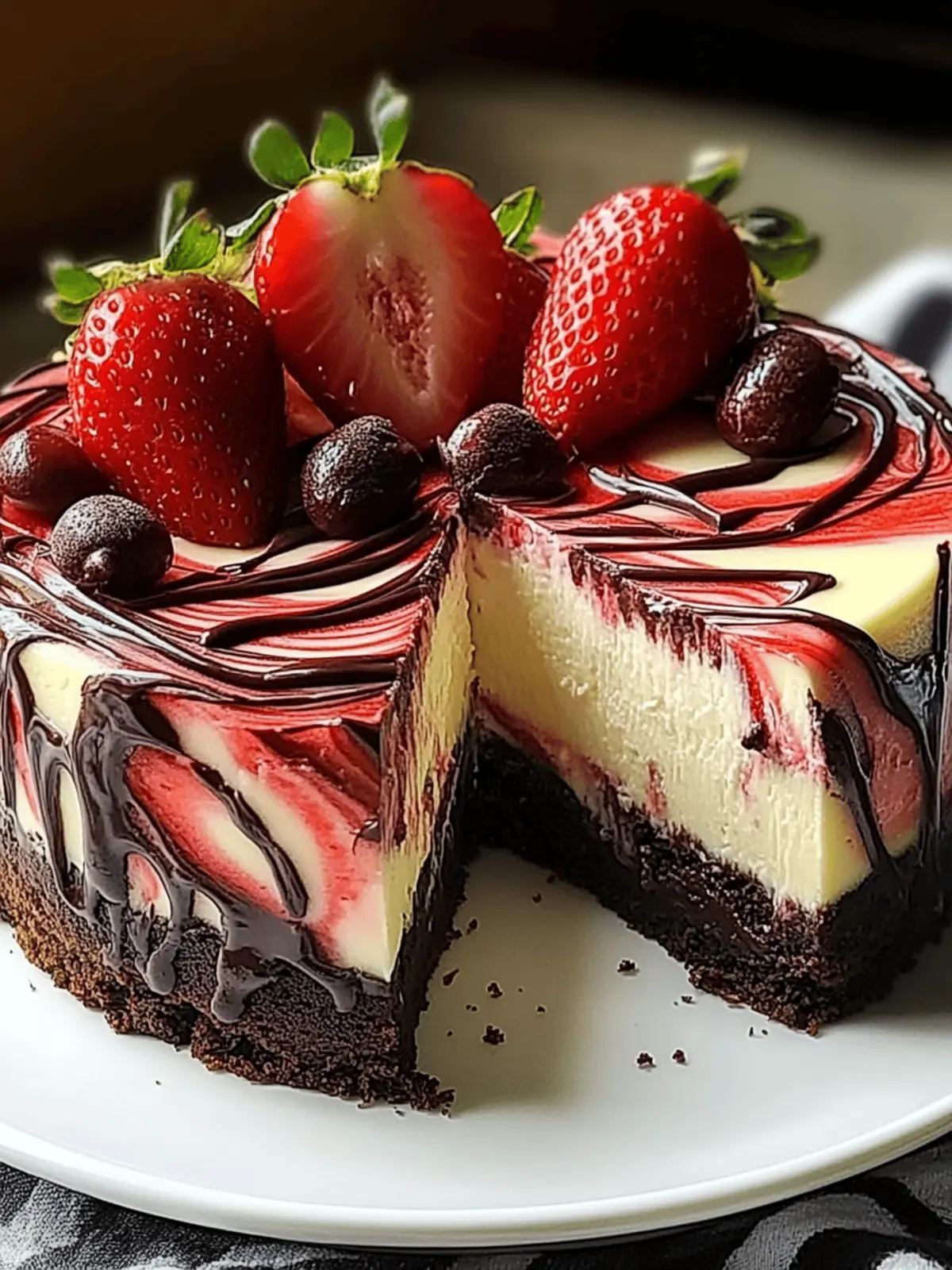 Chocolate Strawberry Swirl Cheesecake