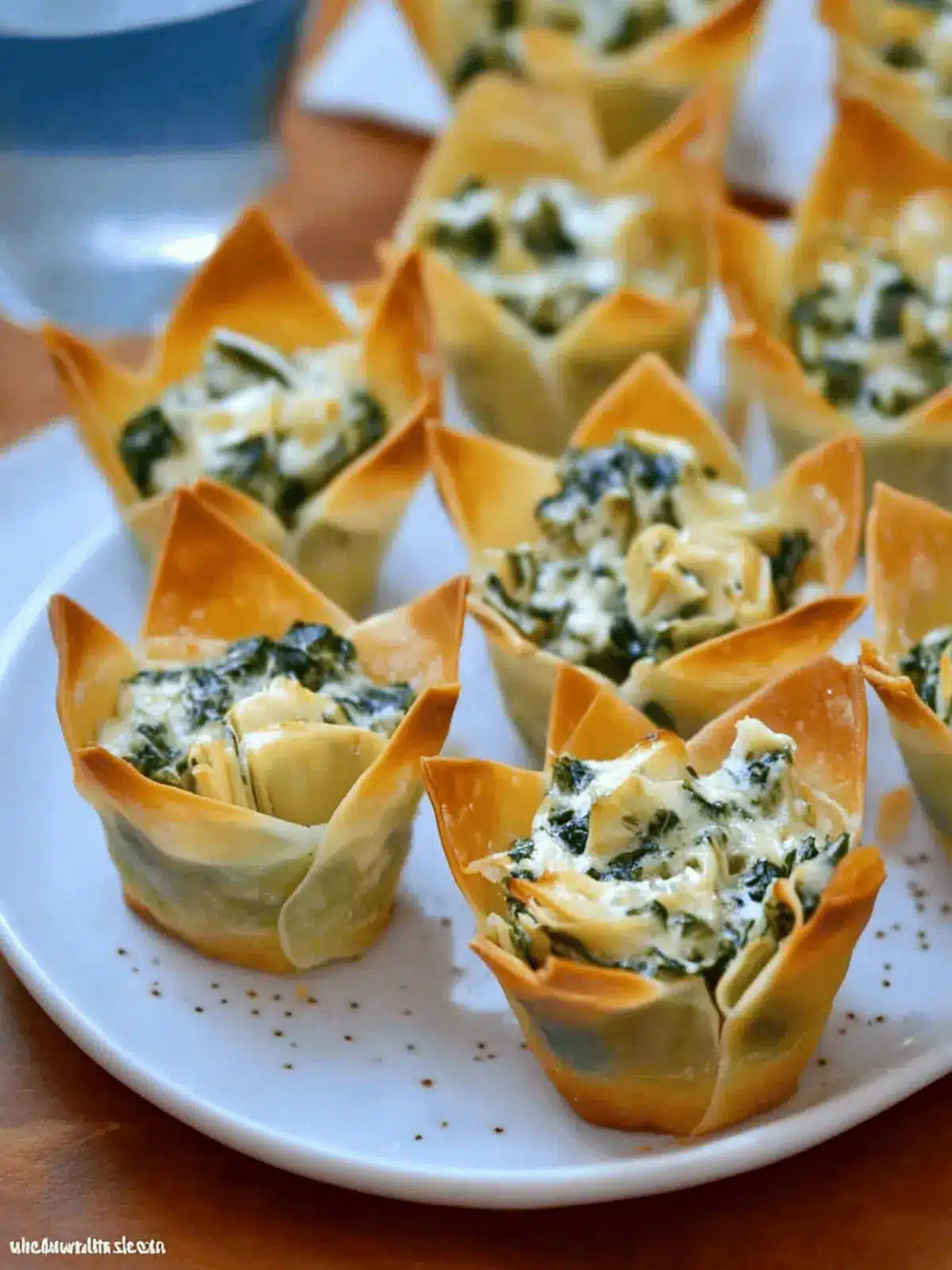 Spinach-Artichoke Dip Wonton Cups