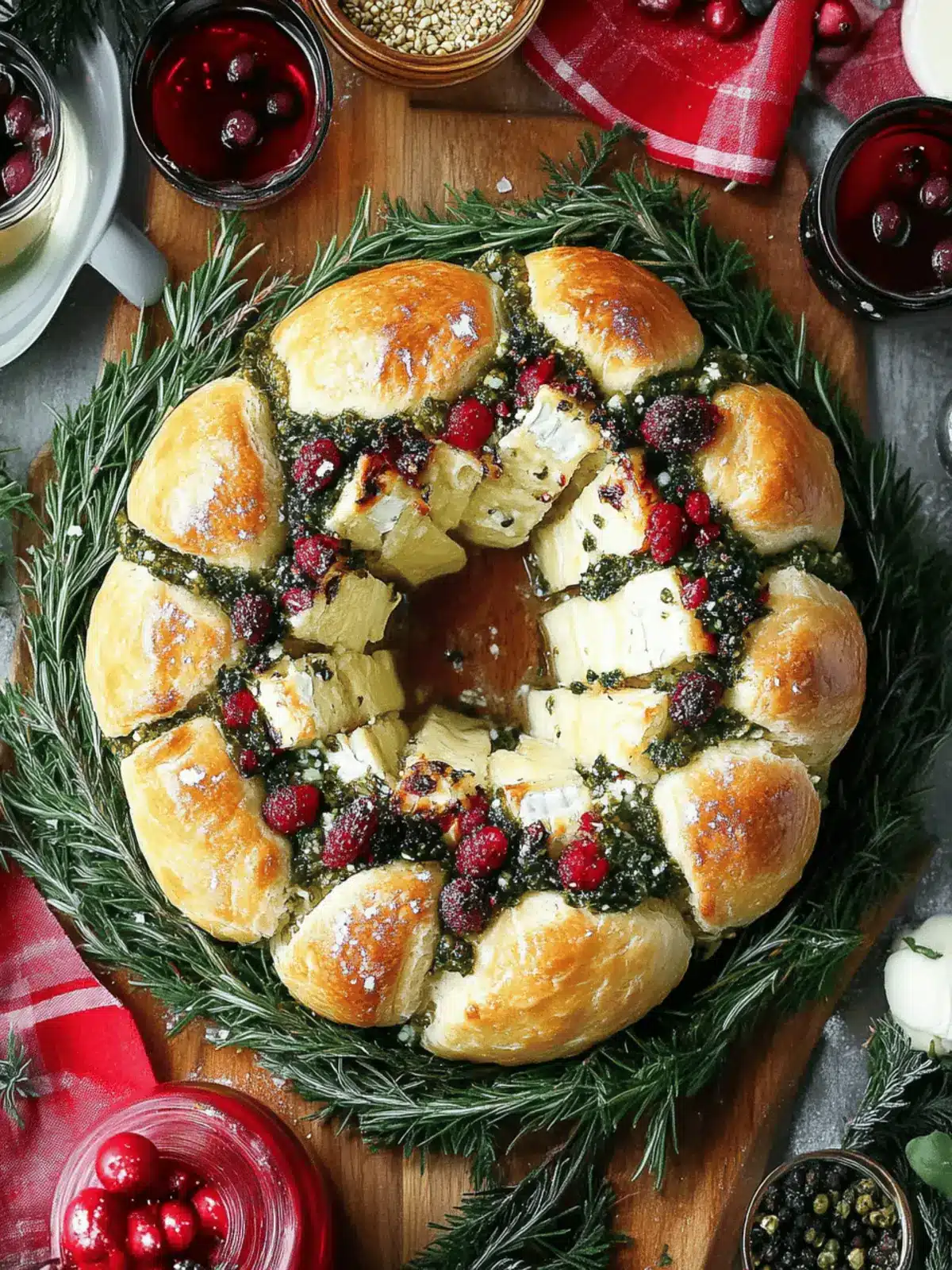 Baked Brie and Bread Wreath