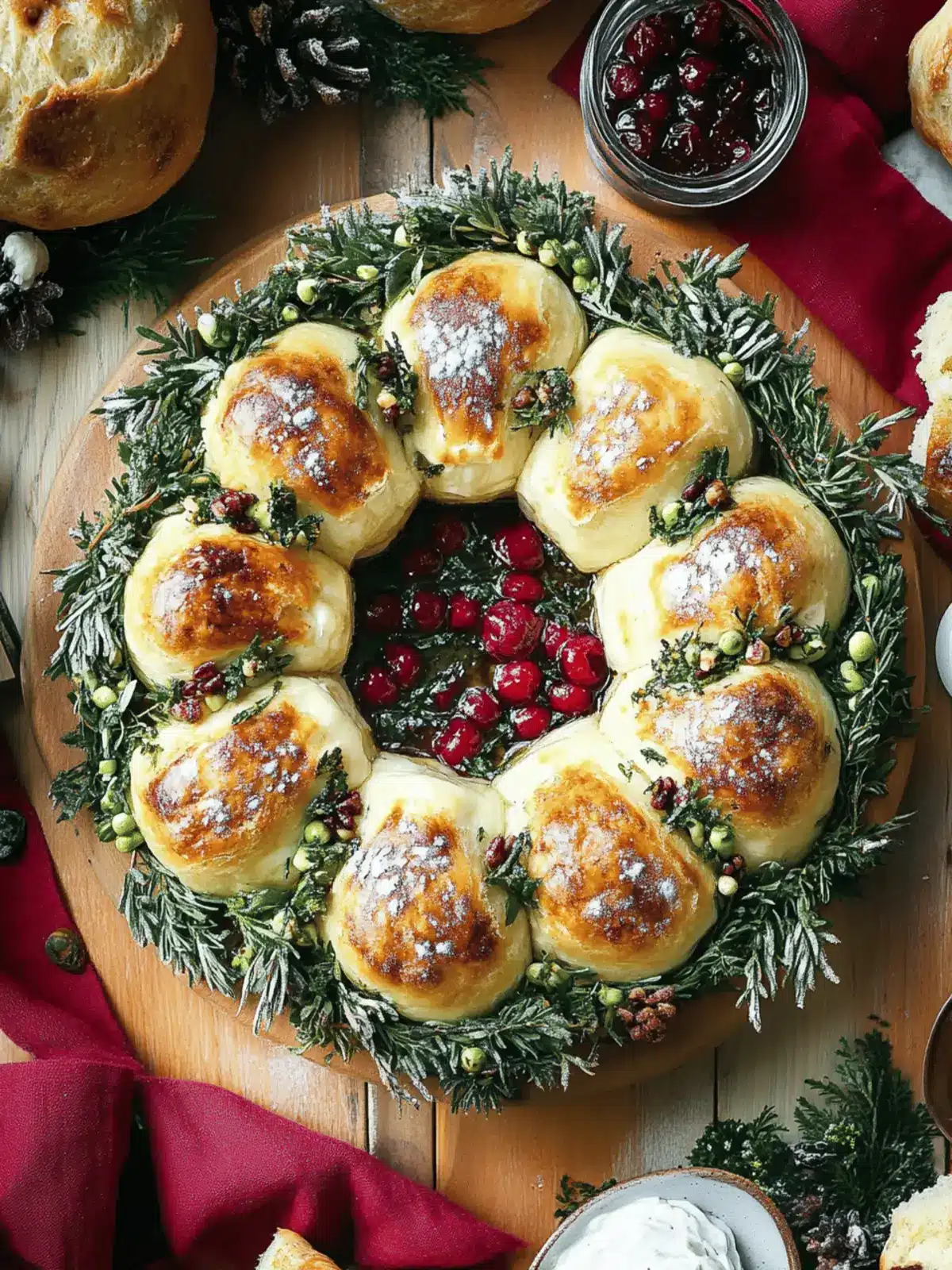 Baked Brie and Bread Wreath