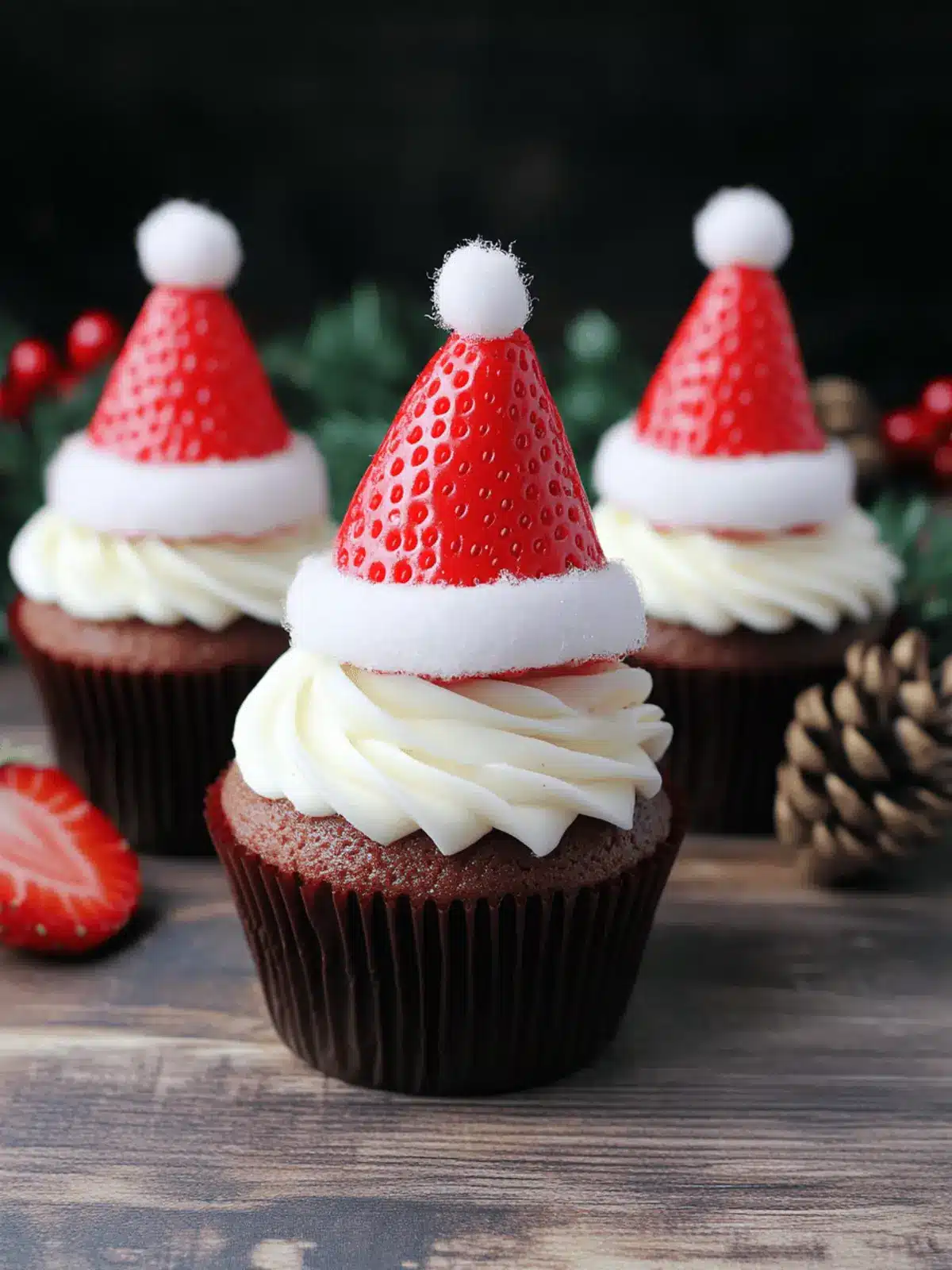 Strawberry Santa Hat Cupcakes – Easy Christmas Cupcake Recipe