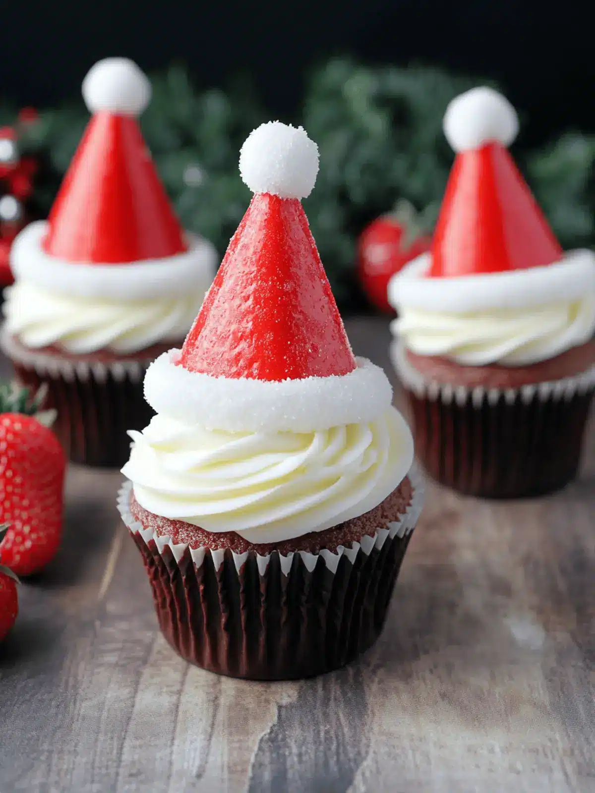 Strawberry Santa Hat Cupcakes – Easy Christmas Cupcake Recipe
