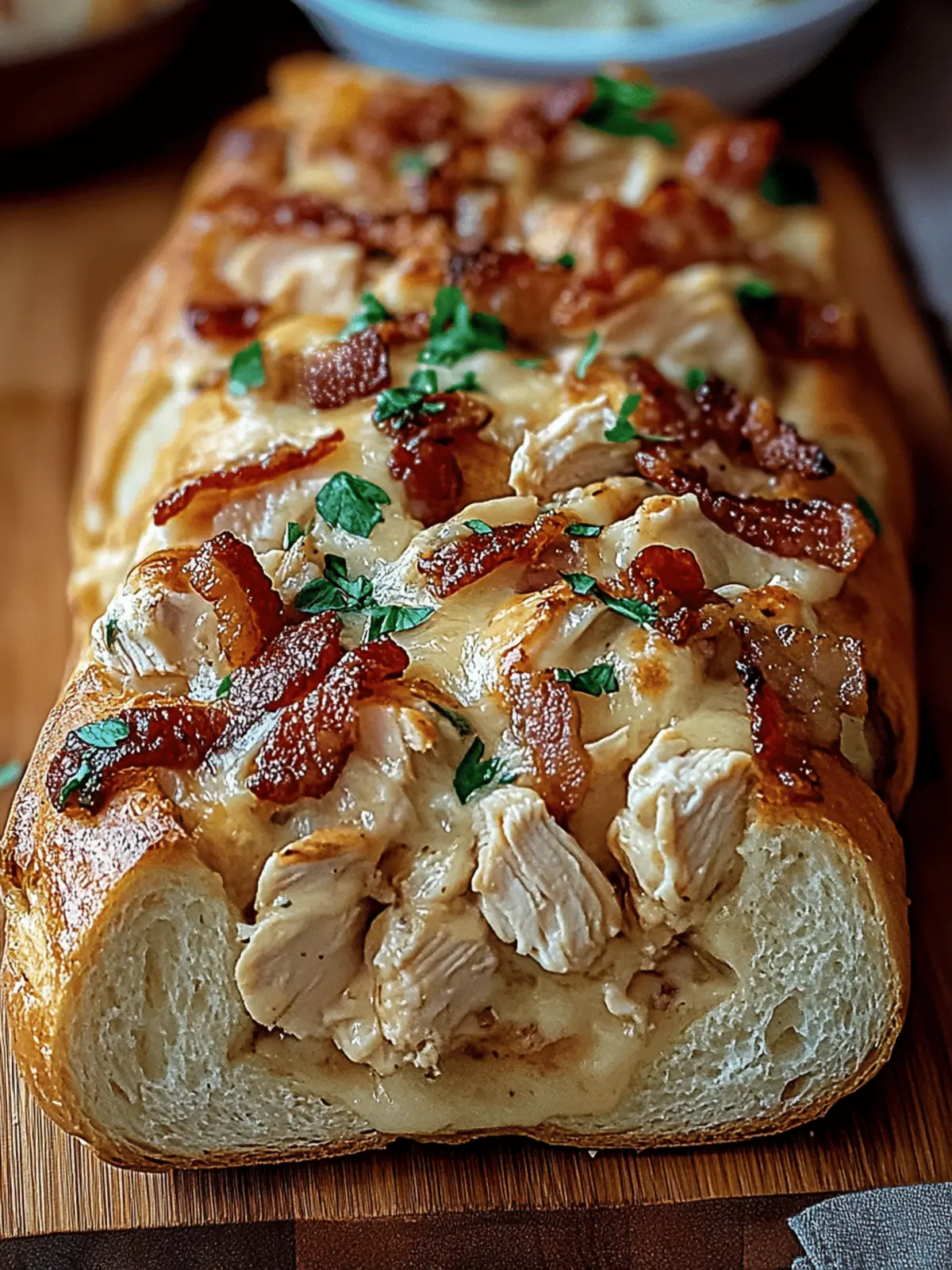 Delicious Chicken Bacon Ranch Stuffed Bread