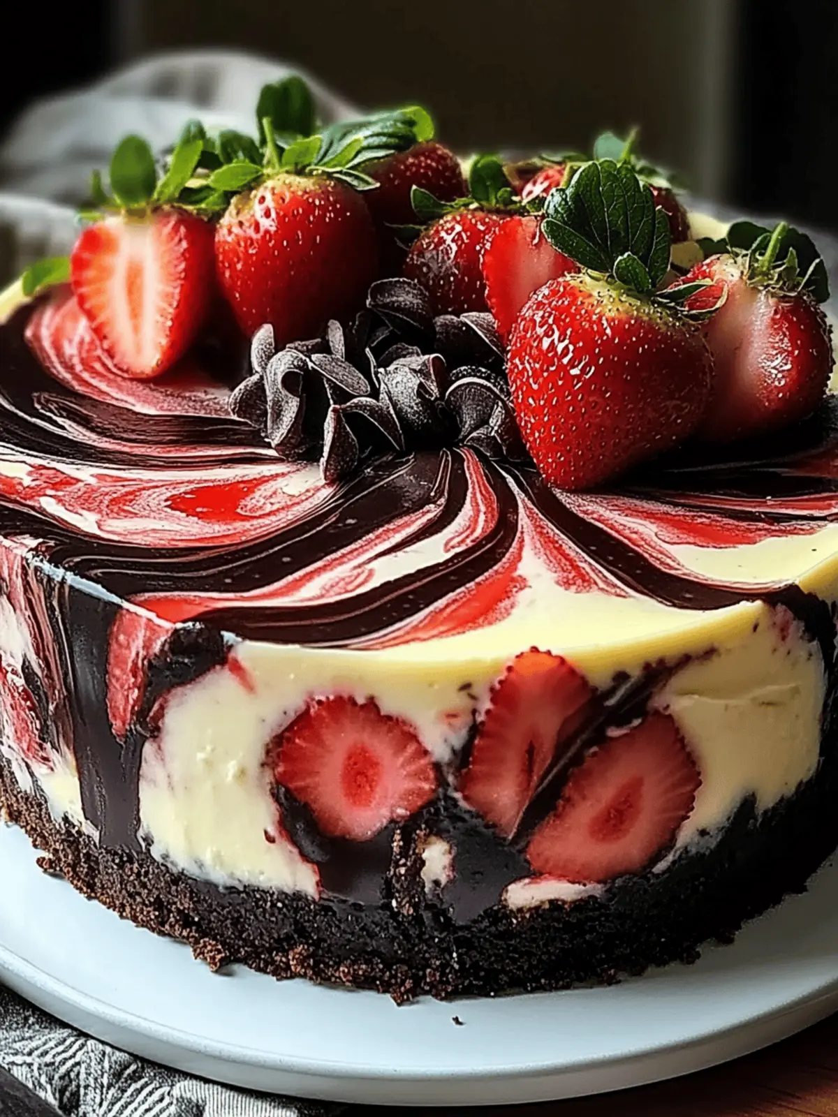 Chocolate Strawberry Swirl Cheesecake