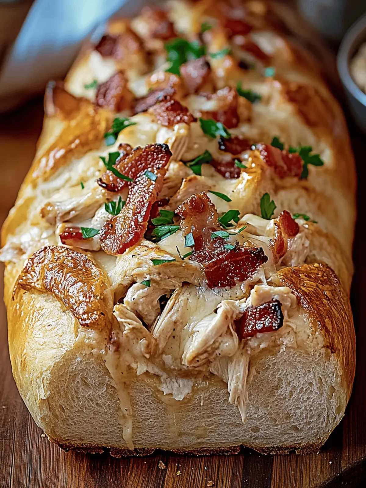 Delicious Chicken Bacon Ranch Stuffed Bread