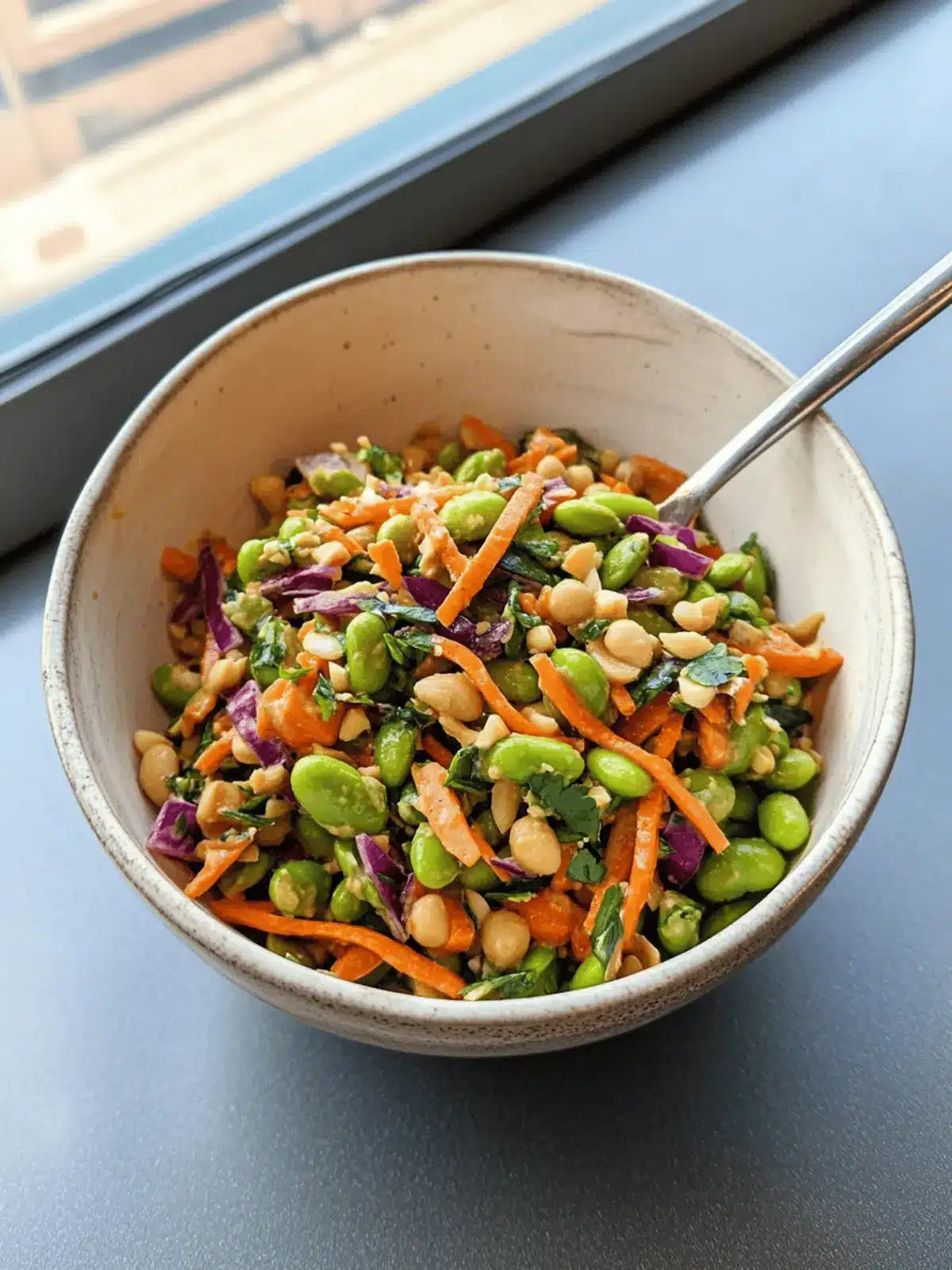 Crunchy Edamame Salad With Peanut Sauce: Quick & Delicious! 4 Crunchy Edamame Salad With Peanut Sauce