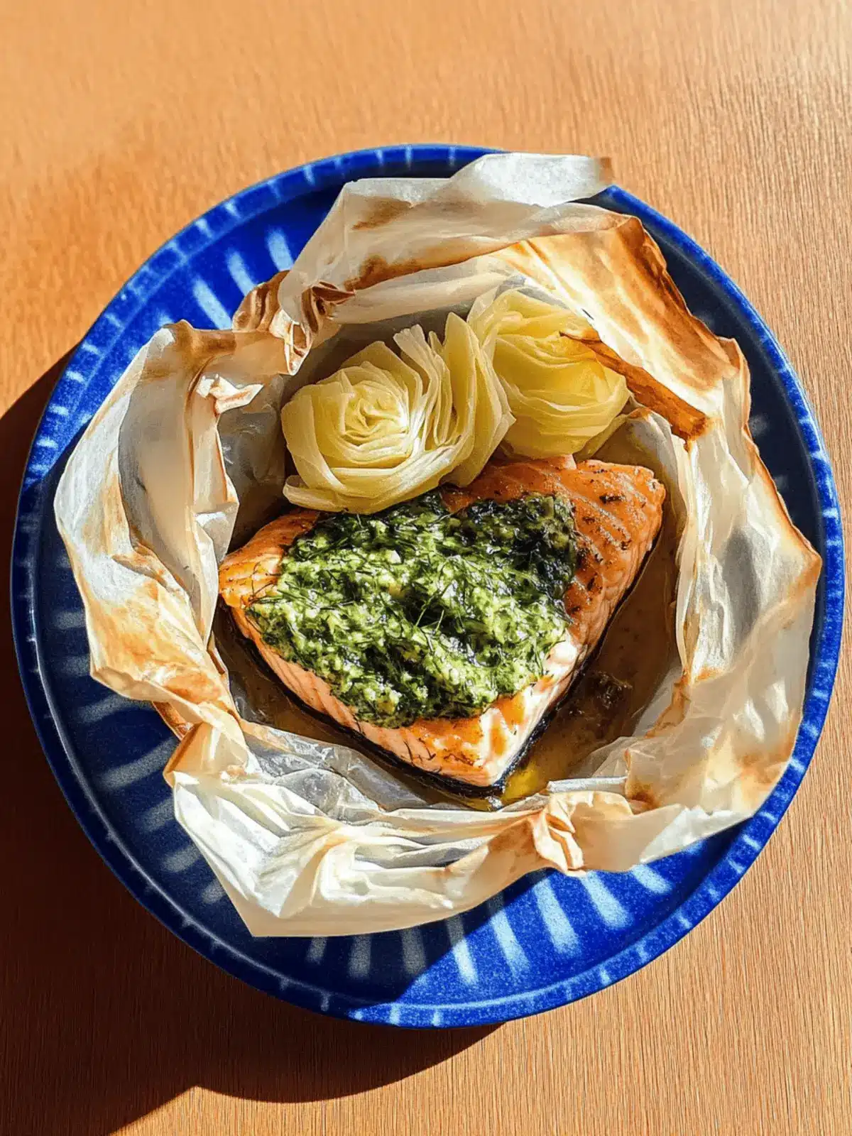 Savory Salmon en Papillote with Mustard Mayonnaise & Dill Gremolata 3 Salmon en Papillote with Mustard Mayonnaisse & Dill Gremolata