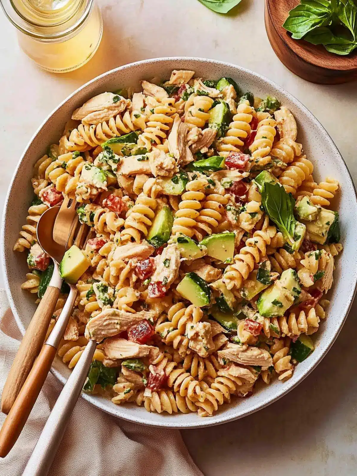 High Protein Tuscan Chicken Pasta Salad