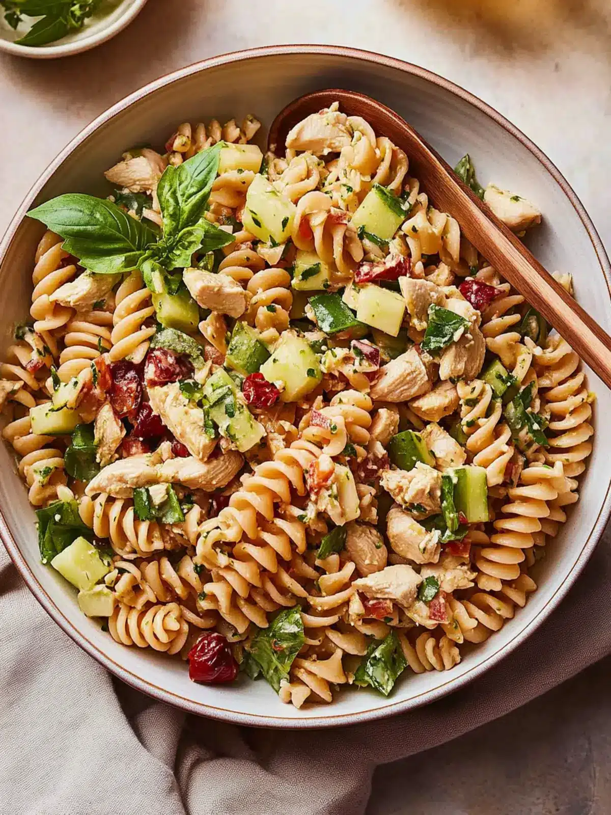 High Protein Tuscan Chicken Pasta Salad