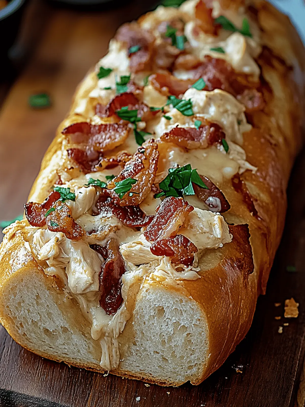 Delicious Chicken Bacon Ranch Stuffed Bread