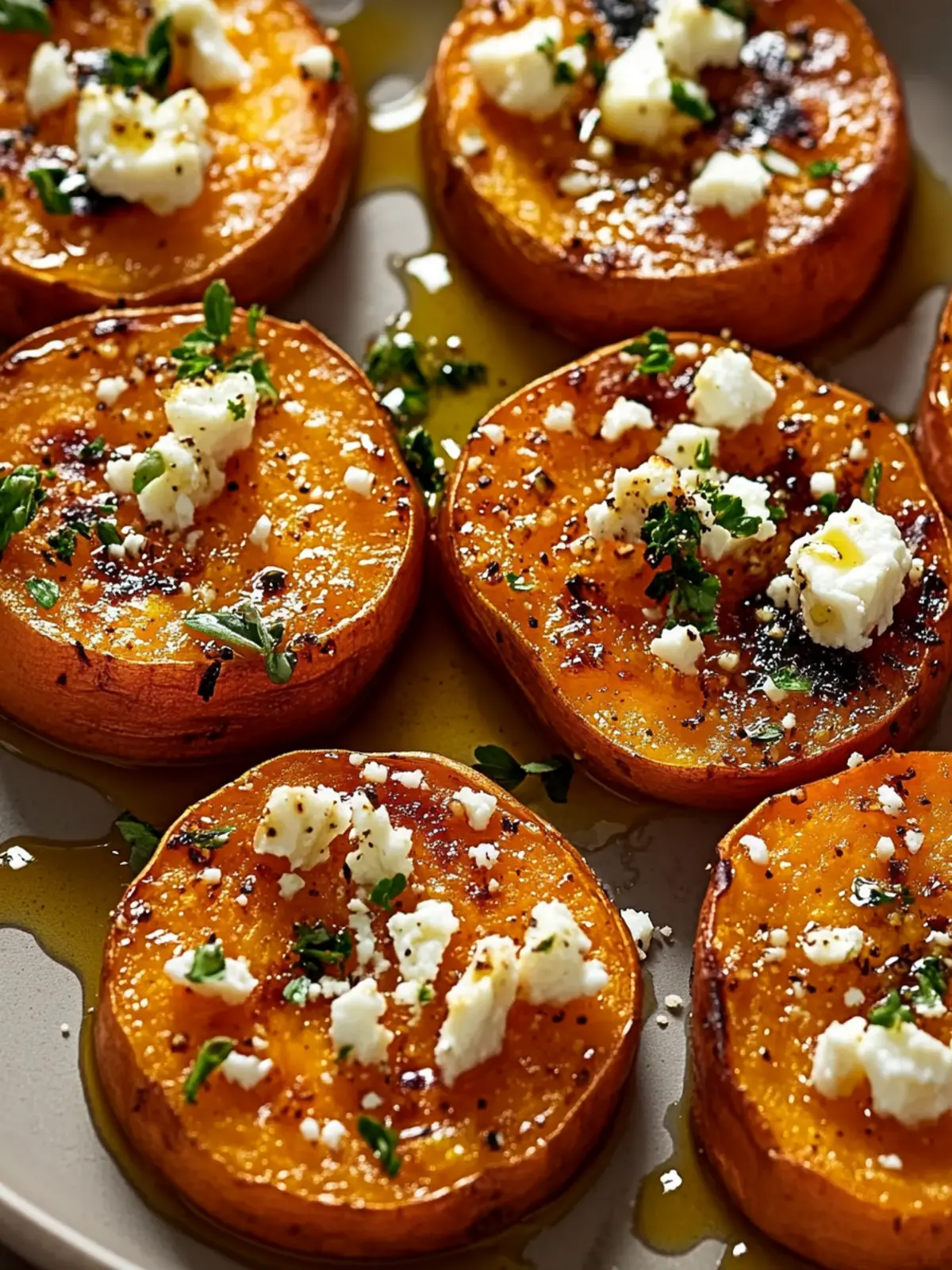 Irresistible Roasted Sweet Potato Rounds with Honey & Feta 2 Roasted Sweet Potato Rounds with Honey & Feta