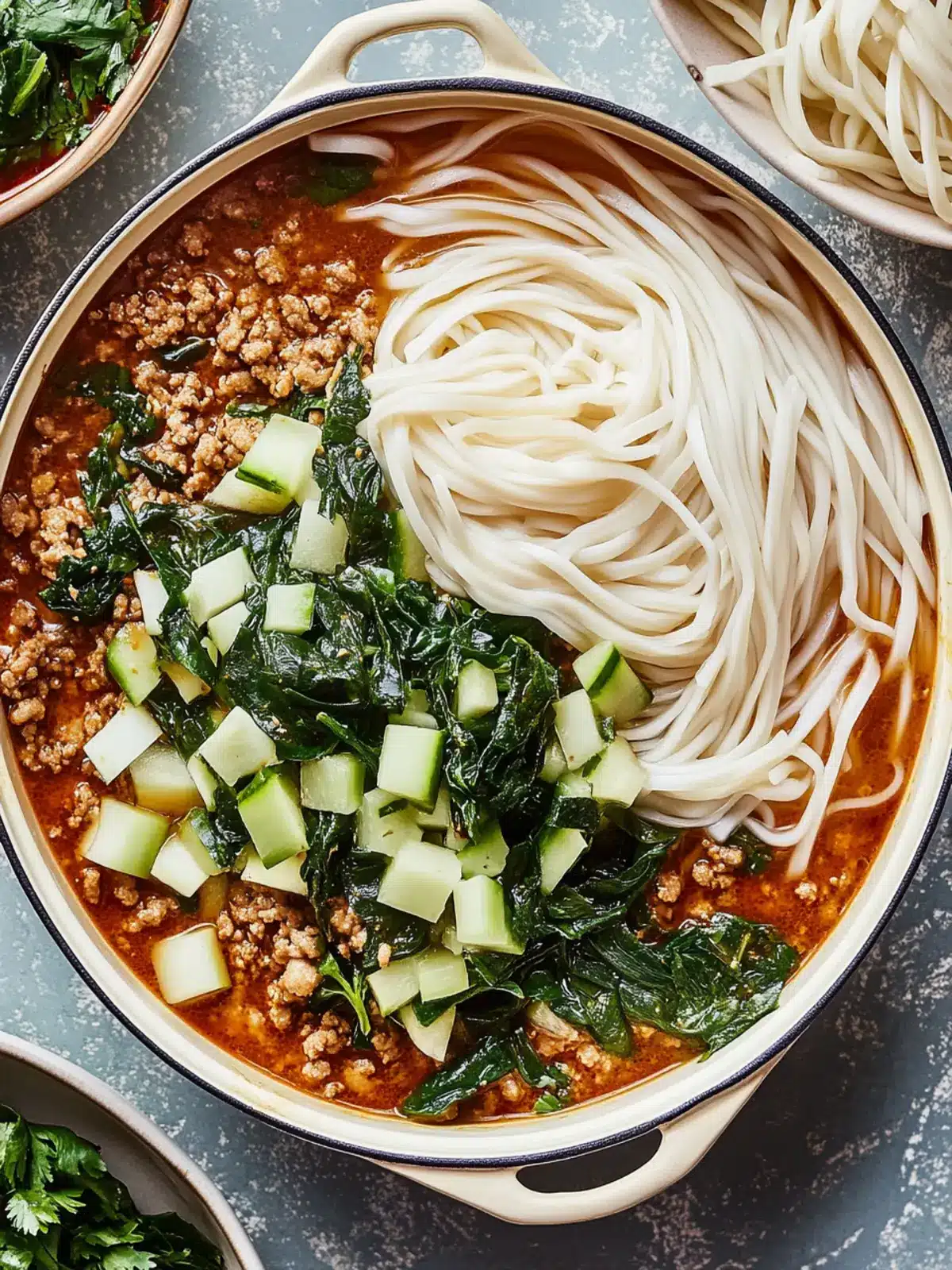 Spicy-ish Ground Chicken Noodle Bowls