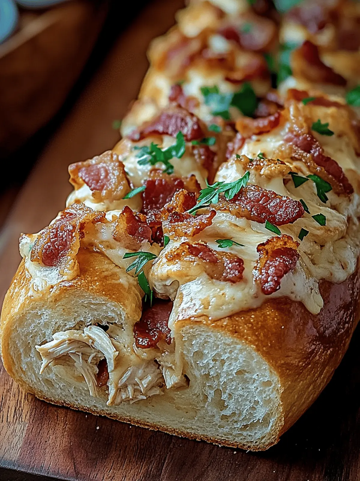 Delicious Chicken Bacon Ranch Stuffed Bread