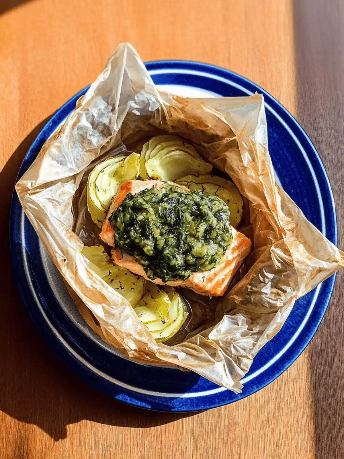 Savory Salmon en Papillote with Mustard Mayonnaise & Dill Gremolata 2 Salmon en Papillote with Mustard Mayonnaisse & Dill Gremolata