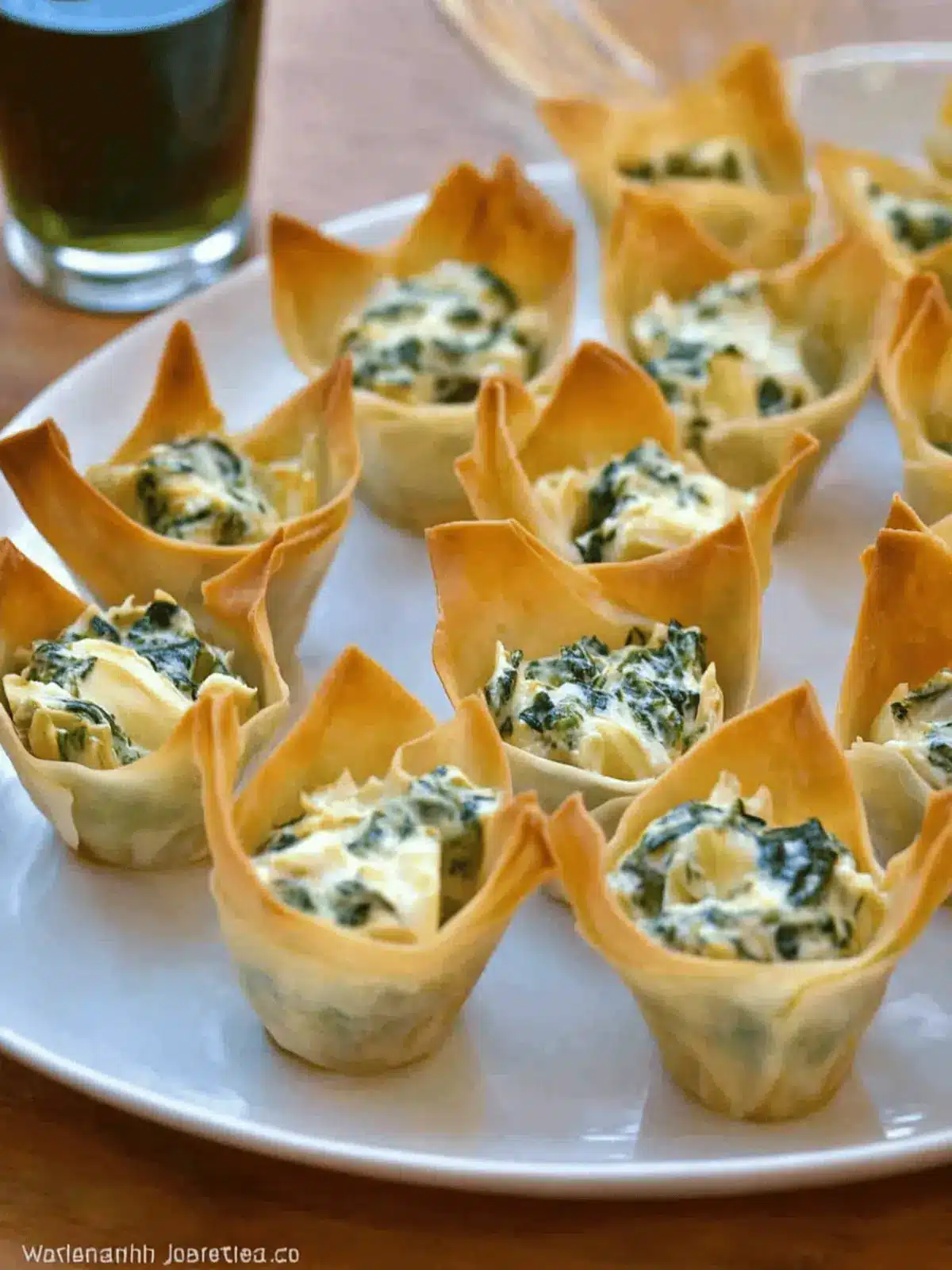 Spinach-Artichoke Dip Wonton Cups