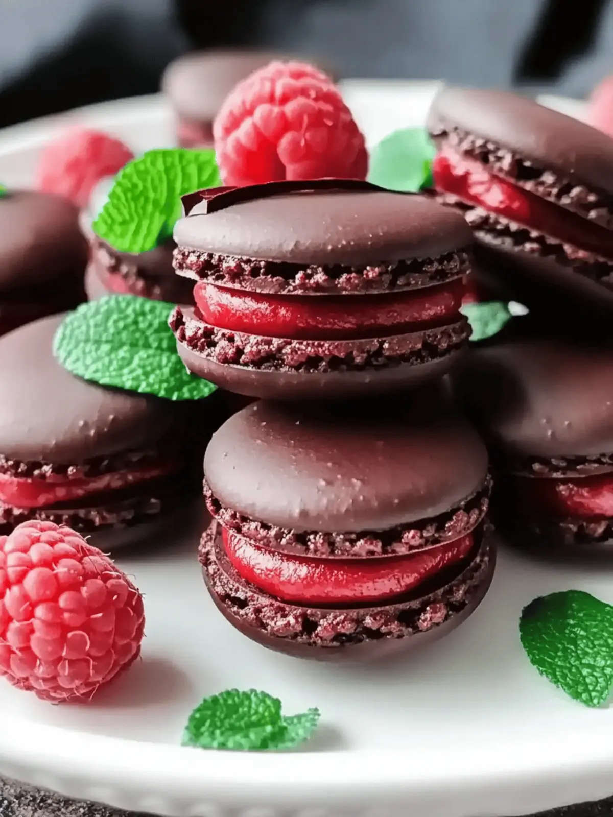 Delicious Dark Chocolate Raspberry Macarons That Wow Guests 2 Dark Chocolate Raspberry Macarons