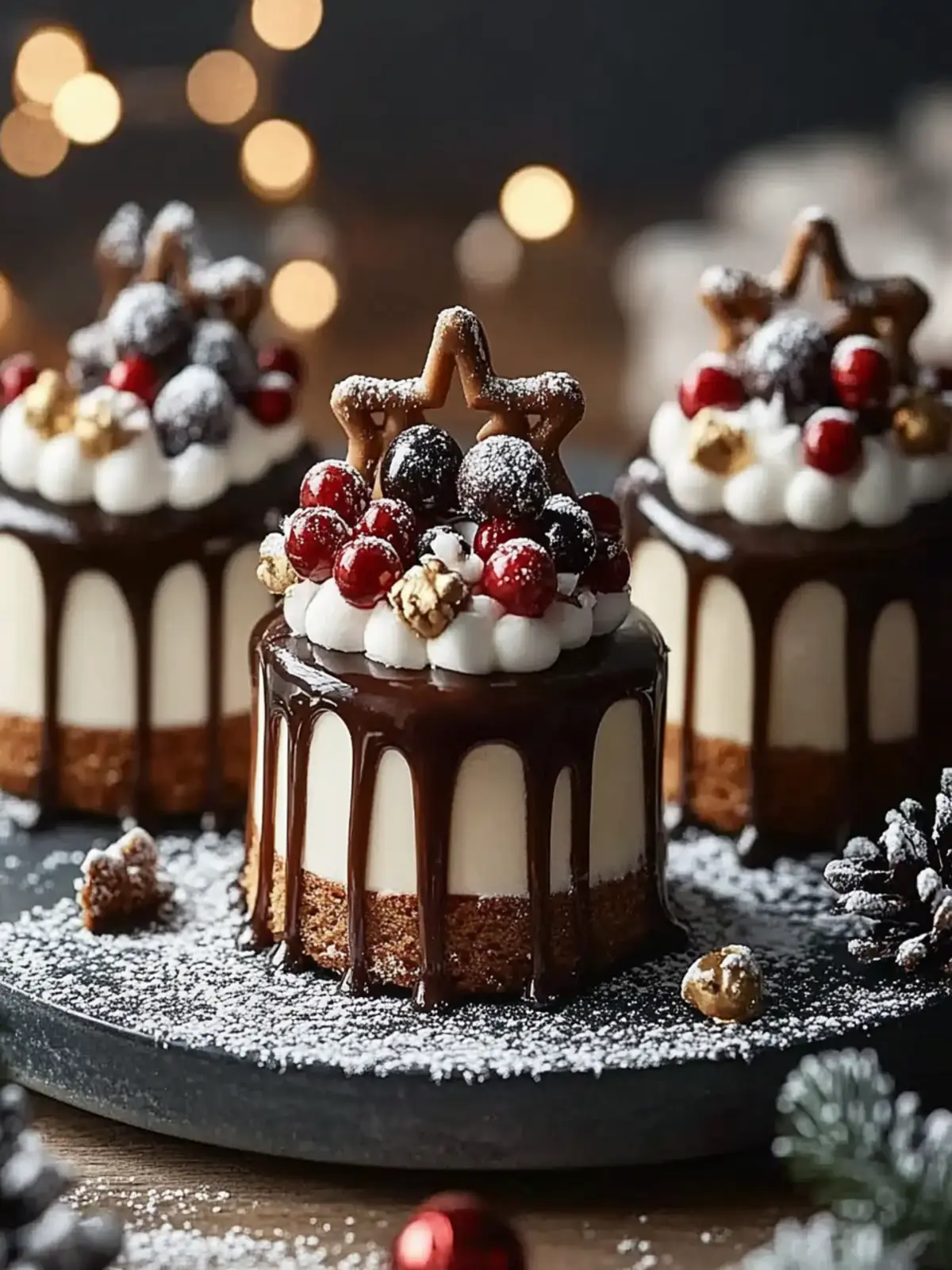 Easy Mini Christmas Drip Cakes with Chocolate Ganache Bliss 2 Easy Mini Christmas Drip Cakes with Chocolate Ganache