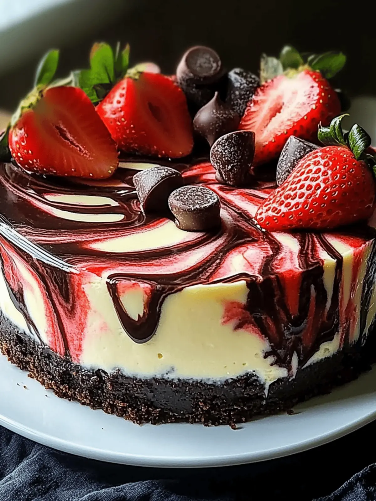 Chocolate Strawberry Swirl Cheesecake
