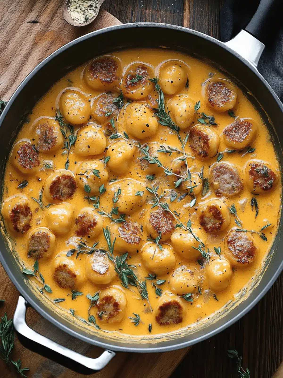 Creamy Butternut Squash Gnocchi with Sausage, Thyme, and Sage