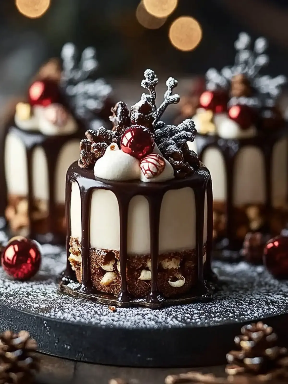 Easy Mini Christmas Drip Cakes with Chocolate Ganache Bliss 3 Easy Mini Christmas Drip Cakes with Chocolate Ganache