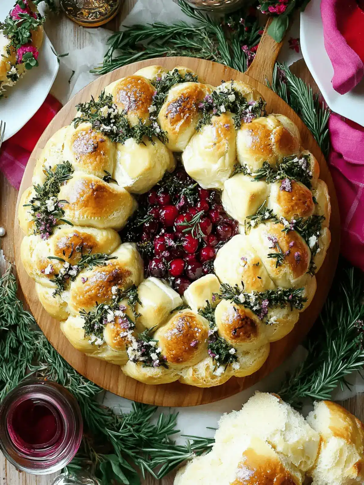 Baked Brie and Bread Wreath