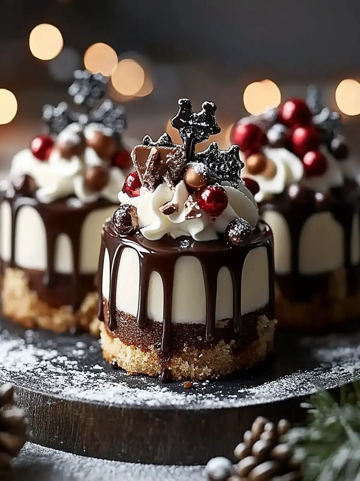 Easy Mini Christmas Drip Cakes with Chocolate Ganache Bliss 4 Easy Mini Christmas Drip Cakes with Chocolate Ganache
