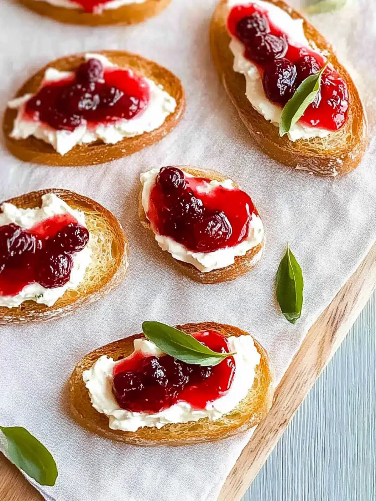 Christmas Cranberry Cream Cheese Crostini