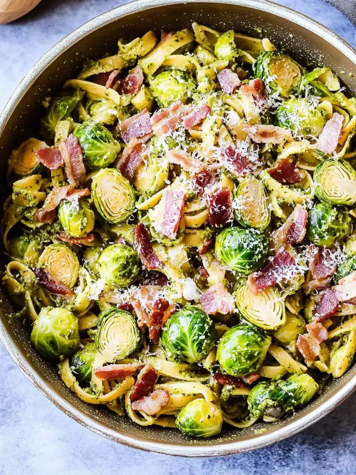 Brussels Sprouts and Bacon Pesto Pasta in Just 30 Minutes 5 Brussels Sprouts and Bacon Pesto Pasta