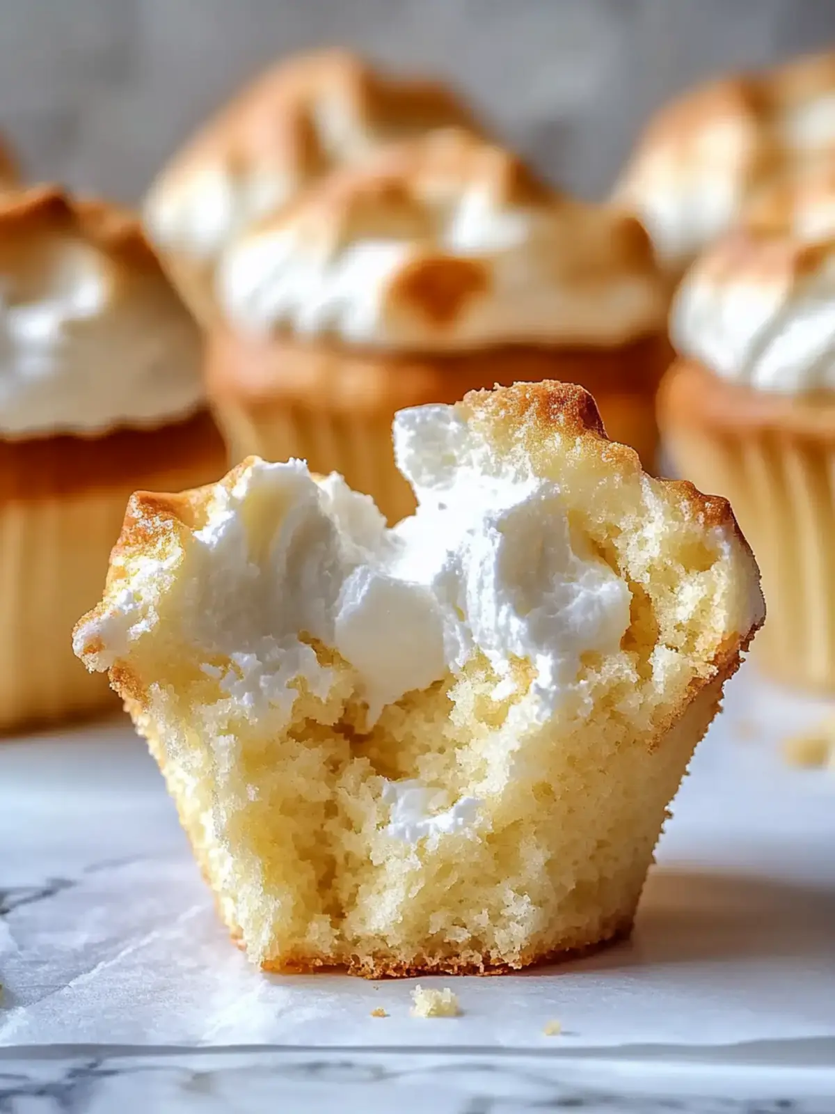 Golden Angel Food Cupcakes with Boozy Strawberry Sauce 2 Golden Angel Food Cupcakes