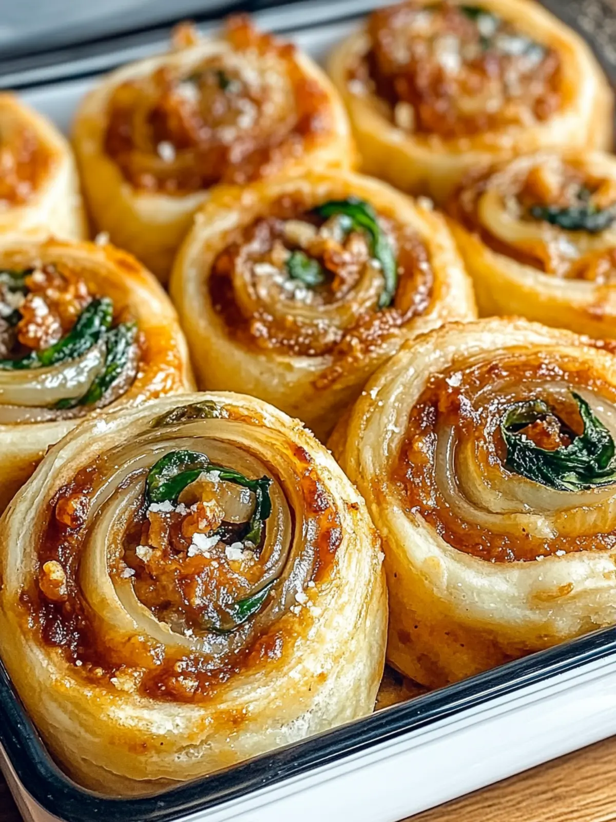 Vegan Caramelized Onion & Spinach Pizza Rolls